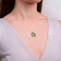 Genuine Natural Green Nephrite Jade Pendant in 18K Gold-plated Sterling Silver