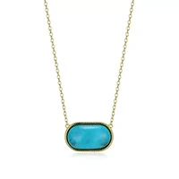 Genuine Turquoise Pendant Necklace in 18k Gold Plated Sterling Silver