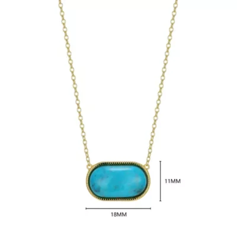 Genuine Turquoise Pendant Necklace in 18k Gold Plated Sterling Silver