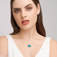 Genuine Turquoise Pendant Necklace in 18k Gold Plated Sterling Silver