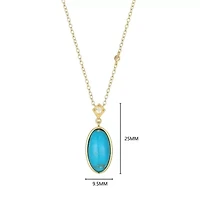 Genuine Turquoise and White Topaz Necklace in 18k Gold Plated Sterling Silver