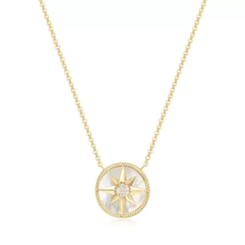 Mother of Pearl Starburst Necklace in 18K Gold Over Sterling Silver