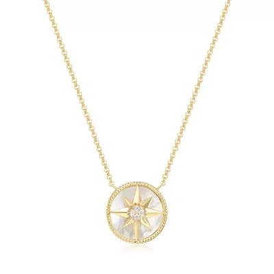 Mother of Pearl Starburst Necklace in 18K Gold Over Sterling Silver