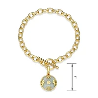 Genuine Jade Disc Toggle Bracelet in 18k Gold plated Sterling Silver