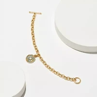 Genuine Jade Disc Toggle Bracelet in 18k Gold plated Sterling Silver