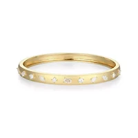 Lab Created 18K Yellow Gold Plated Sterling Silver Women's Created Moissanite Matte Finish Bangle