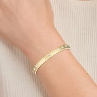 Lab Created 18K Yellow Gold Plated Sterling Silver Women's Created Moissanite Matte Finish Bangle