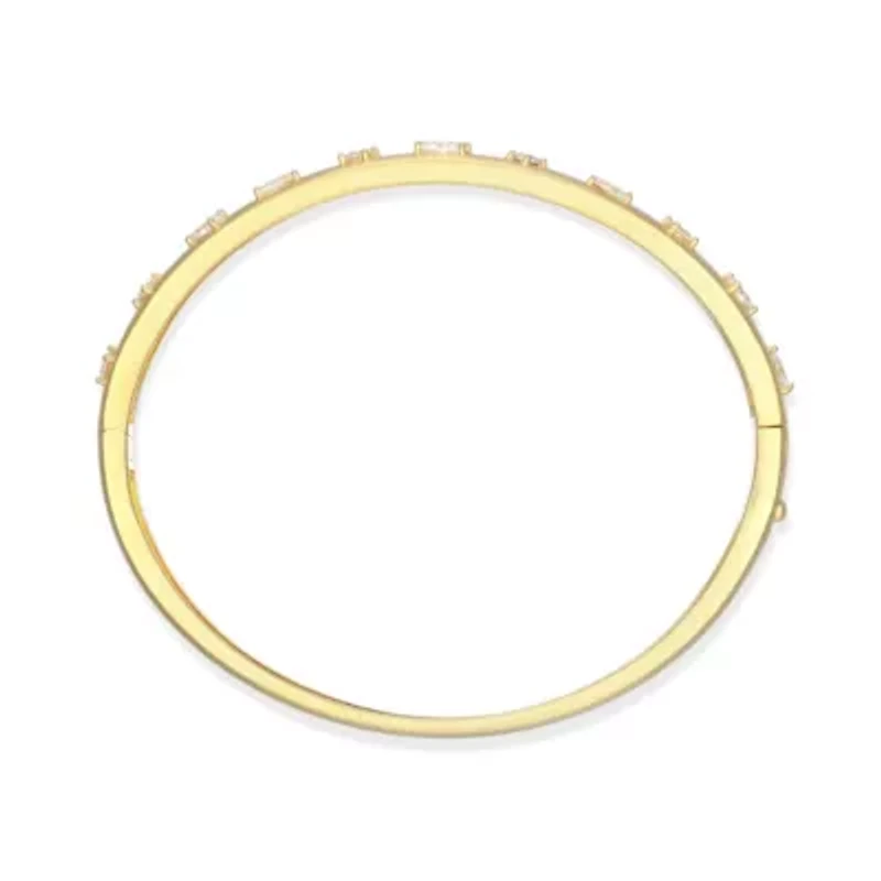 Lab Created 18K Yellow Gold Plated Sterling Silver Women's Created Moissanite Matte Finish Bangle