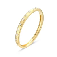 Lab Created 18K Yellow Gold Plated Sterling Silver Women's Created Moissanite Matte Finish Bangle