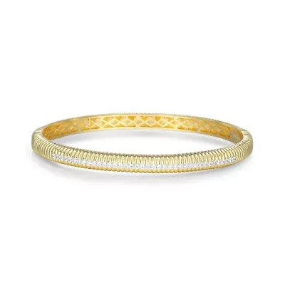 18K Yellow Gold Sterling Silver Women's 1/2 CTTW Lab Grown Diamond Bangle