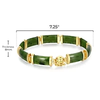 Genuine Nephrite Jade Link Station Bracelet in 18k Yellow Gold Plated Sterling Silver, 7.25"