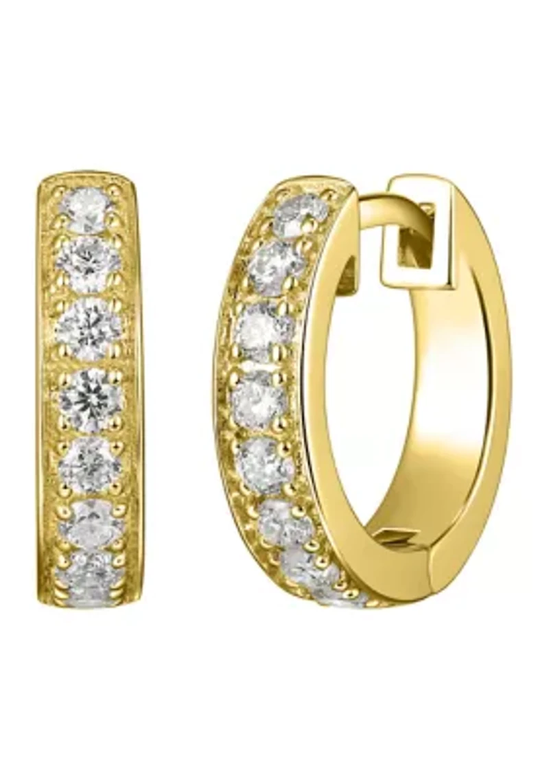 Lab Created 3/8 CT TW Lab Grown Diamond Hoops in 18k Gold Plated Sterling Silver