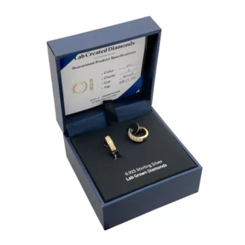 Lab Created 3/8 CT TW Lab Grown Diamond Hoops in 18k Gold Plated Sterling Silver