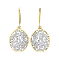 Diamond Accent Paisley Swirl Earrings in 18k Yellow Gold Plated Sterling Silver