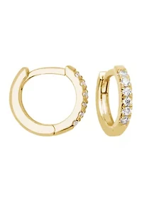 1/8 CT TW Lab Grown Diamond 18k Yellow Gold Plated Sterling Silver Hoop Earring