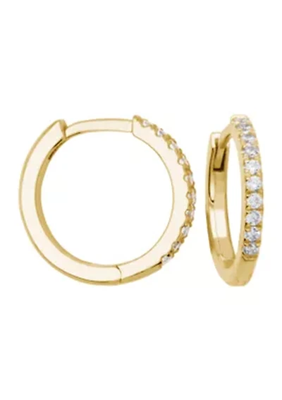 Lab Created 18k Yellow Gold Plated Sterling Silver 1/5 CT TW Lab Grown Diamond Hoop Earrings