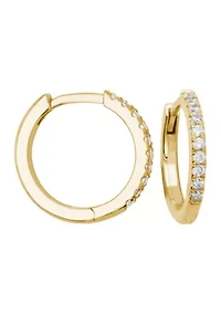 Lab Created 18k Yellow Gold Plated Sterling Silver 1/5 CT TW Lab Grown Diamond Hoop Earrings