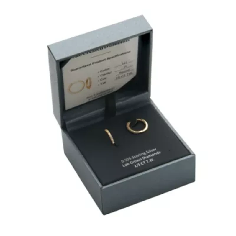 Lab Created 18k Yellow Gold Plated Sterling Silver 1/5 CT TW Lab Grown Diamond Hoop Earrings