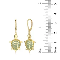Genuine Jade Turtle Leverback Earrings in 18K Gold-plated Sterling Silver
