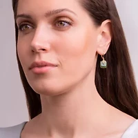 Genuine Natural Green Nephrite Jade Leverback Earrings in 18K Gold-plated Sterling Silver