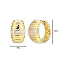 18K Yellow Gold Plated Sterling Silver Women's 1/4 CTTW Lab Grown Diamond Chunky Dome Hoop Earrings