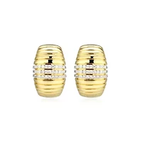 18K Yellow Gold Plated Sterling Silver Women's 1/4 CTTW Lab Grown Diamond Chunky Dome Hoop Earrings