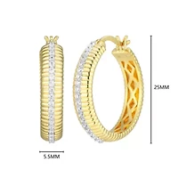 18K Yellow Gold Plated Sterling Silver Women's 1/2 CTTW Lab Grown Diamond Hoop Earrings