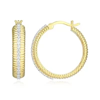 18K Yellow Gold Plated Sterling Silver Women's 1/2 CTTW Lab Grown Diamond Hoop Earrings
