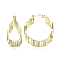 18K Yellow Gold Plated Sterling Silver Women's 1/10 CTTW Lab Grown Diamond Hoop Earrings