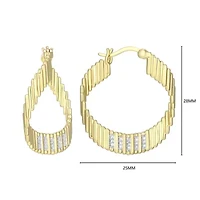 18K Yellow Gold Plated Sterling Silver Women's 1/10 CTTW Lab Grown Diamond Hoop Earrings