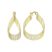 18K Yellow Gold Plated Sterling Silver Women's 1/10 CTTW Lab Grown Diamond Hoop Earrings