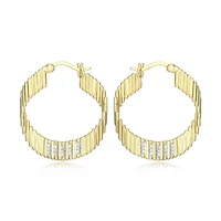 18K Yellow Gold Plated Sterling Silver Women's 1/10 CTTW Lab Grown Diamond Hoop Earrings