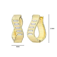 18K Yellow Gold Plated Sterling Silver Women's 1/10 CTTW Lab Grown Diamond Twist Hoop Earrings