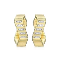 18K Yellow Gold Plated Sterling Silver Women's 1/10 CTTW Lab Grown Diamond Twist Hoop Earrings