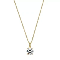 18K Gold Plated Sterling Silver Solitaire Moissanite Pendant Necklace