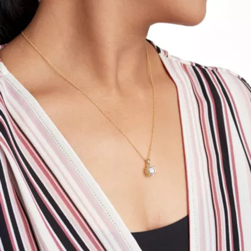 18K Gold Plated Sterling Silver Solitaire Moissanite Pendant Necklace