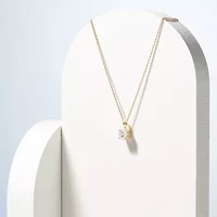 18K Gold Plated Sterling Silver Solitaire Moissanite Pendant Necklace