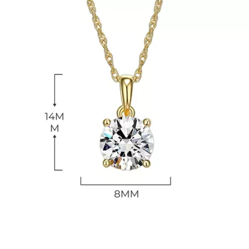 18K Gold Plated Sterling Silver Solitaire Moissanite Pendant Necklace