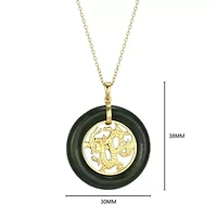 18K Yellow Gold Plated Sterling Silver Genuine Nephrite Jade Dragon Pendant Necklace