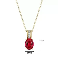 Lab Created Created Ruby and Lab Grown Diamond Pendant Necklace in 18k Gold Plated Sterling Silver