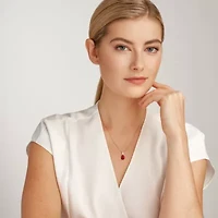 Lab Created Created Ruby and Lab Grown Diamond Pendant Necklace in 18k Gold Plated Sterling Silver