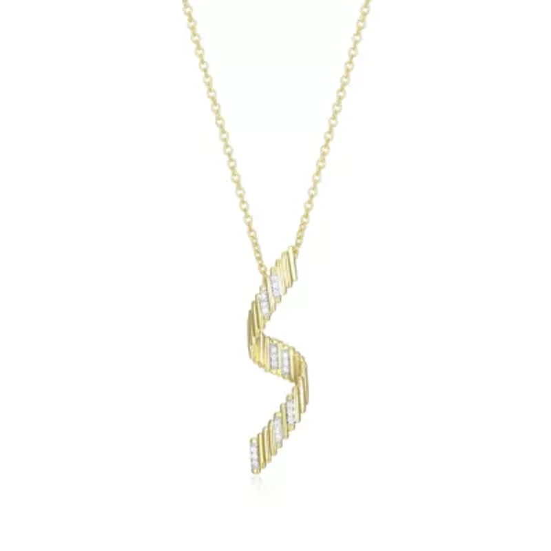 18K Yellow Gold Plated Sterling Silver Women's 1/10 CTTW Lab Grown Diamond Twist Pendant Necklace