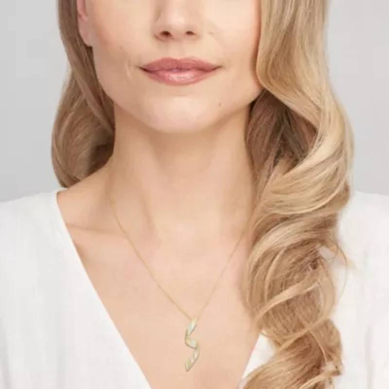 18K Yellow Gold Plated Sterling Silver Women's 1/10 CTTW Lab Grown Diamond Twist Pendant Necklace