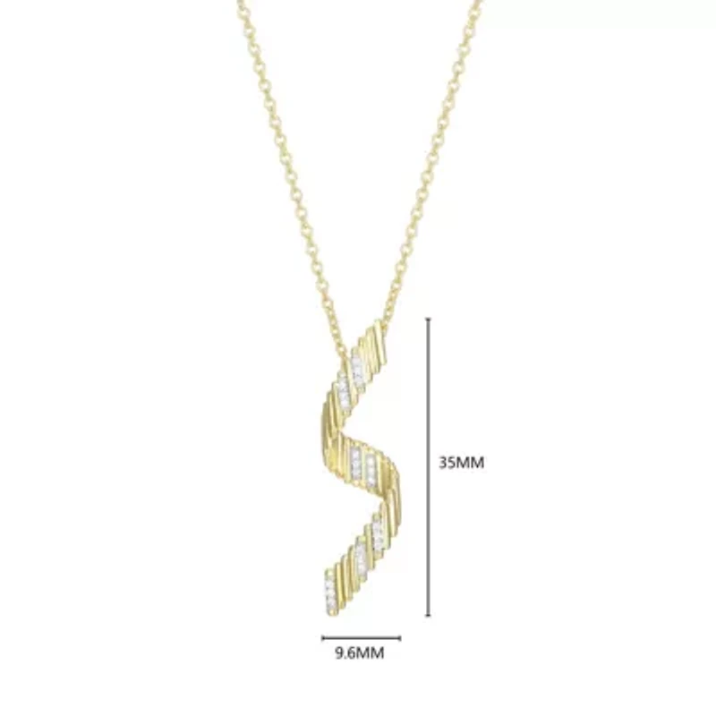 18K Yellow Gold Plated Sterling Silver Women's 1/10 CTTW Lab Grown Diamond Twist Pendant Necklace