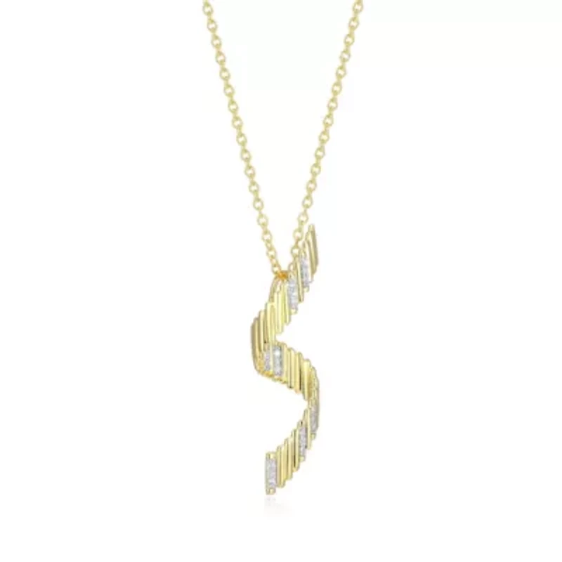 18K Yellow Gold Plated Sterling Silver Women's 1/10 CTTW Lab Grown Diamond Twist Pendant Necklace
