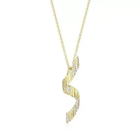 18K Yellow Gold Plated Sterling Silver Women's 1/10 CTTW Lab Grown Diamond Twist Pendant Necklace