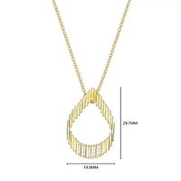 18K Yellow Gold Plated Sterling Silver Women's 1/10 CTTW Lab Grown Diamond Open Teardrop Pendant Necklace