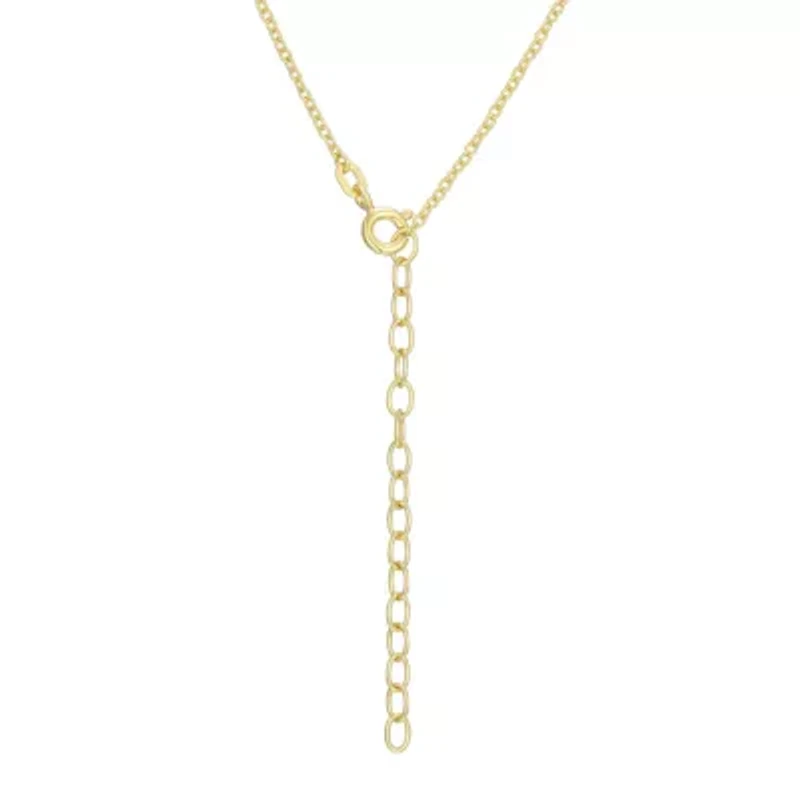 18K Yellow Gold Plated Sterling Silver Women's 1/10 CTTW Lab Grown Diamond Open Teardrop Pendant Necklace