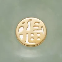 18k Gold Plated Sterling Silver Jade "Good Luck" Disc Pendant on 18" Chain