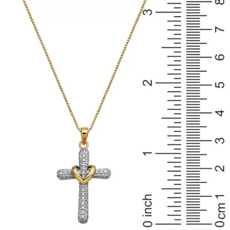 Diamond Accent Set of Cross Earrings and Pendant with 18" Chain in Gold Plated Sterling Silver